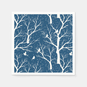 Guardanapo De Papel Vintage Winter Sky White Birds Snowflakes