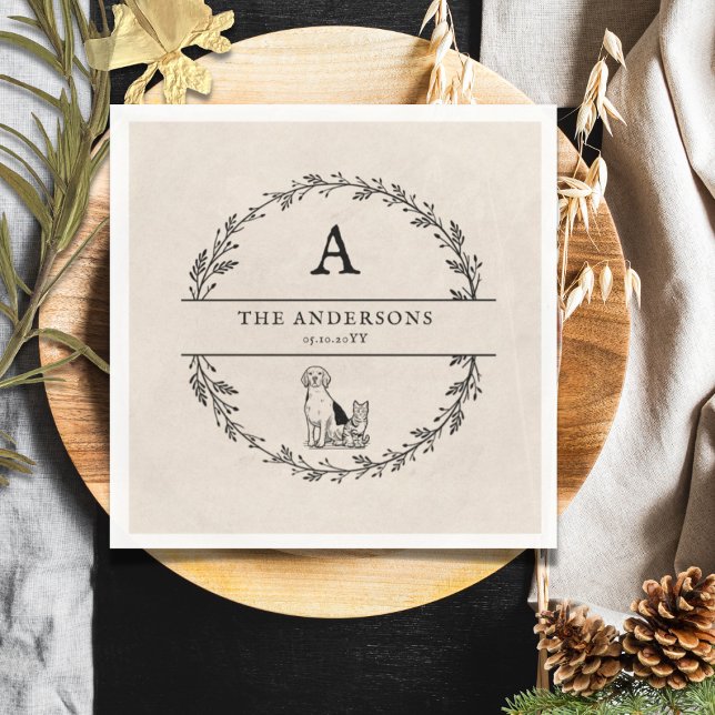 Guardanapo De Papel Vintage Wreath Personalized Monograma (Criador carregado)