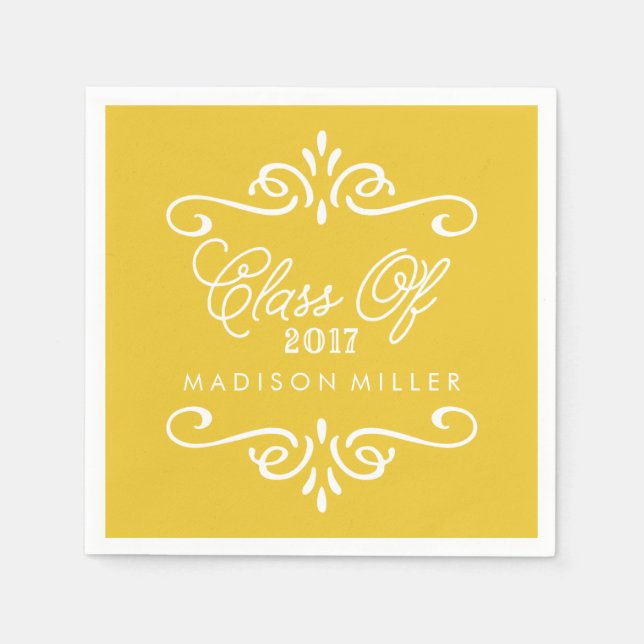 Guardanapo De Papel Vintage Yellow | Graduação Napkins (Frente)