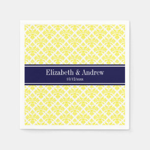 Guardanapo De Papel Vintage Yellow What Damask #3 Nome do Marinho Mono
