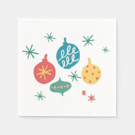 Guardanapo De Papel Vintagem Amarela Verde da Bola de Natal