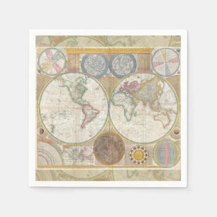 Guardanapo De Papel Vintagem antiga do Mapa Mundial de Viagem