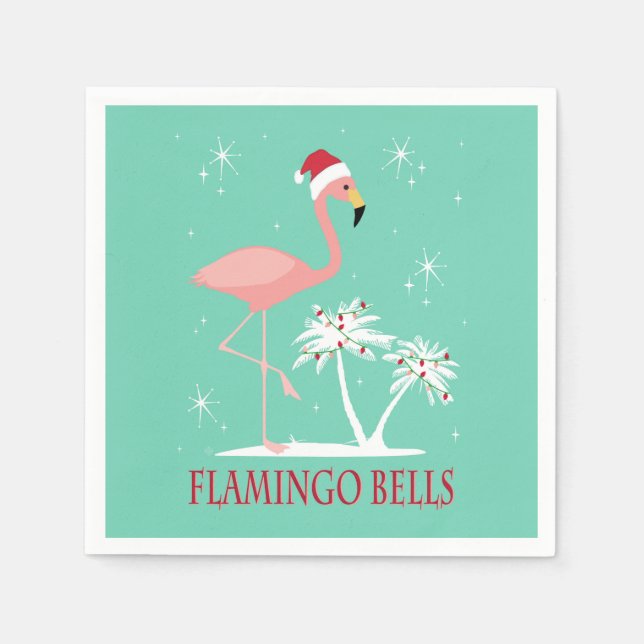 GUARDANAPO DE PAPEL VINTAGEM MODERNA RETRO NATAL FLAMINGO (Frente)