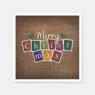 GUARDANAPO DE PAPEL VINTAGEM VELHA FASHIONA DE NATAL COM CARIMBOS DECO