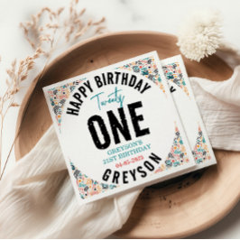 Guardanapo De Papel Vinte e um | Aniversário de 21 anos geométrico col