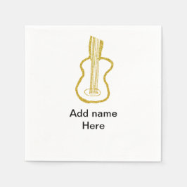 Guardanapo De Papel Violão acústico brilho dourado adicionar nome dood