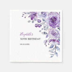 Guardanapo De Papel Violet Rosa Greenery Floral Aniversário