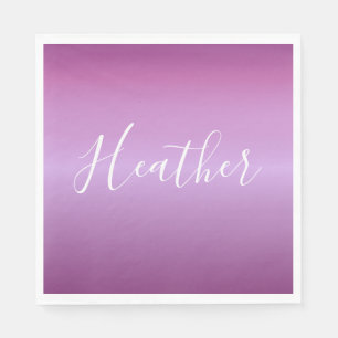 Guardanapo De Papel Violeta Roxa e Script Branco Personalizado