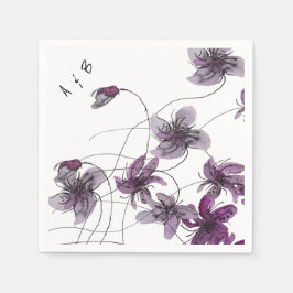 Guardanapo De Papel Violetas Selvagens Aquarela Pintada à Mão