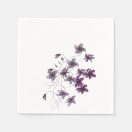 Guardanapo De Papel Violetas Selvagens Aquarela Pintado à Mão