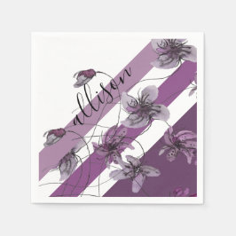 Guardanapo De Papel Violetas Selvagens Monogramadas Aquarela Pintada à