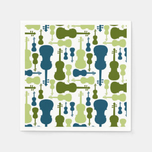 Guardanapo De Papel Violinos - azuis e teste padrão verde