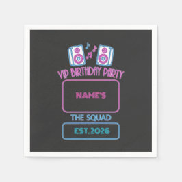 Guardanapo De Papel VIP Birthday Party Neon Squad Personalized Guest N