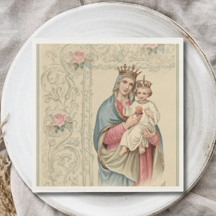 Guardanapo De Papel Virgem Maria católica com criança Jesus religios