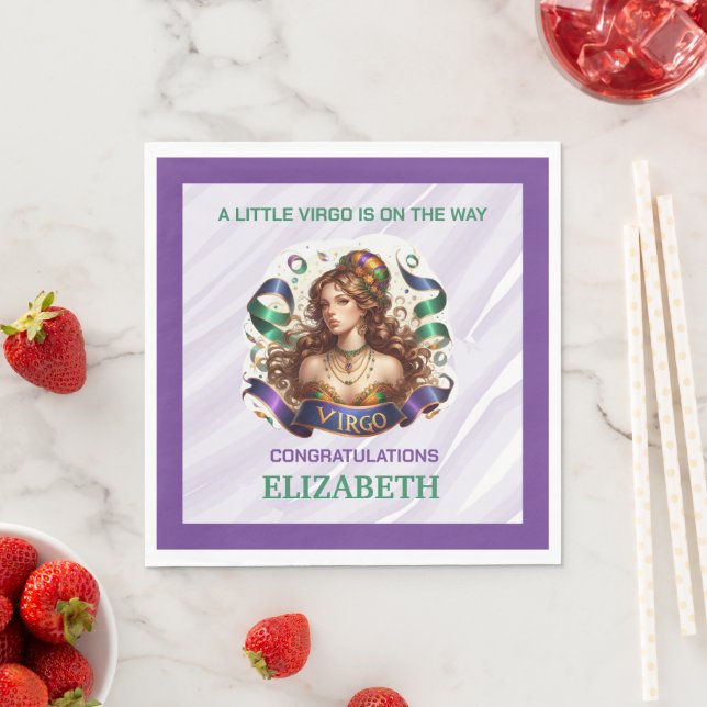 Guardanapo De Papel Virgo Zodiac Chá de Bebê Lavanda e Verde (Insitu)