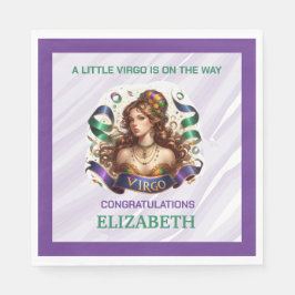 Guardanapo De Papel Virgo Zodiac Chá de Bebê Lavanda e Verde