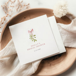 Guardanapo De Papel Visco com Laço Rosa Poeirento para Chá de Noiva de