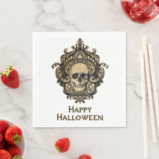 Guardanapo De Papel Vitoriano do crânio gótico Halloween Napkins (Insitu)