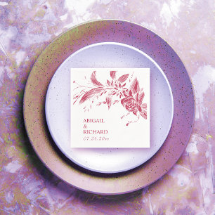 Guardanapo De Papel Viva casamento magenta rosa e flores brancas