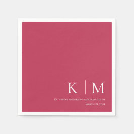 Guardanapo De Papel Viva Magenta e Casamento Branco-