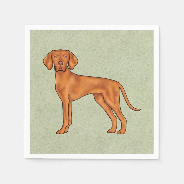 Guardanapo De Papel Vizsla Húngaro Cachorro Ponteiro Cartoon Fofo Verd (Frente)