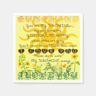 Guardanapo De Papel Você é minha luz do sol com as flores no amarelo