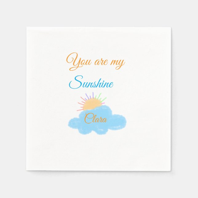 Guardanapo De Papel Você é minha nuvem de raios solares laranja amarel (Frente)