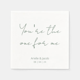 Guardanapo De Papel Você é o Casamento Cursivo Branco e Verde Azul