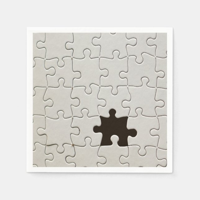 Guardanapo De Papel Você Me Completa Jigsaw Romântico Preto e Branco (Frente)