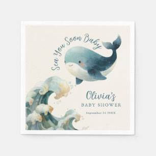 Guardanapo De Papel Você Vai Ver Logo Baleia Chuveiro de Bebê Marfim