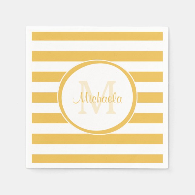 Guardanapo De Papel Vogue Bright Yellow Rugby Strigs e Nome da Parte (Frente)