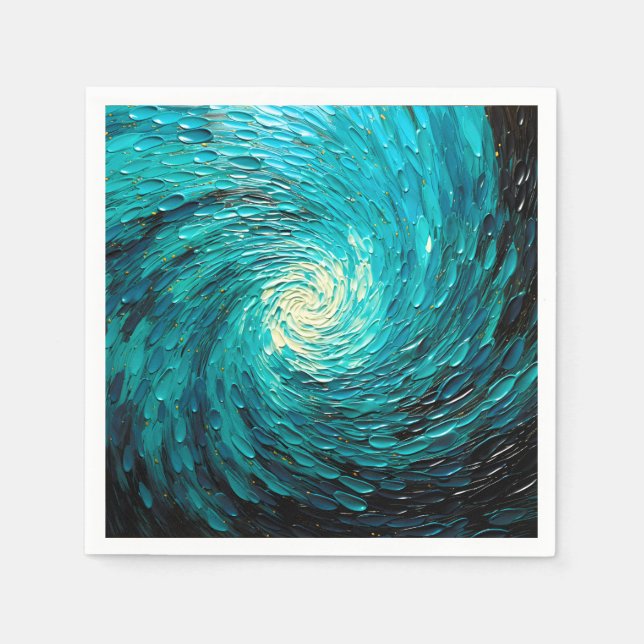 Guardanapo De Papel Vórtice Abstrato de Oceano Turquesa (Frente)