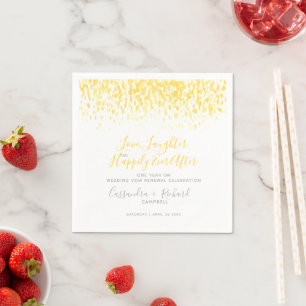 Guardanapo De Papel Voto de casamento amarelo renova 1 ano feliz depoi