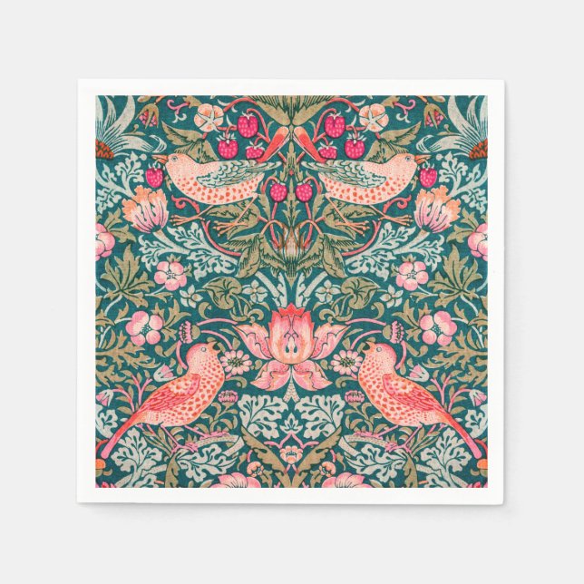 Guardanapo de papel W Morris Pink Strawberry Thief (Frente)