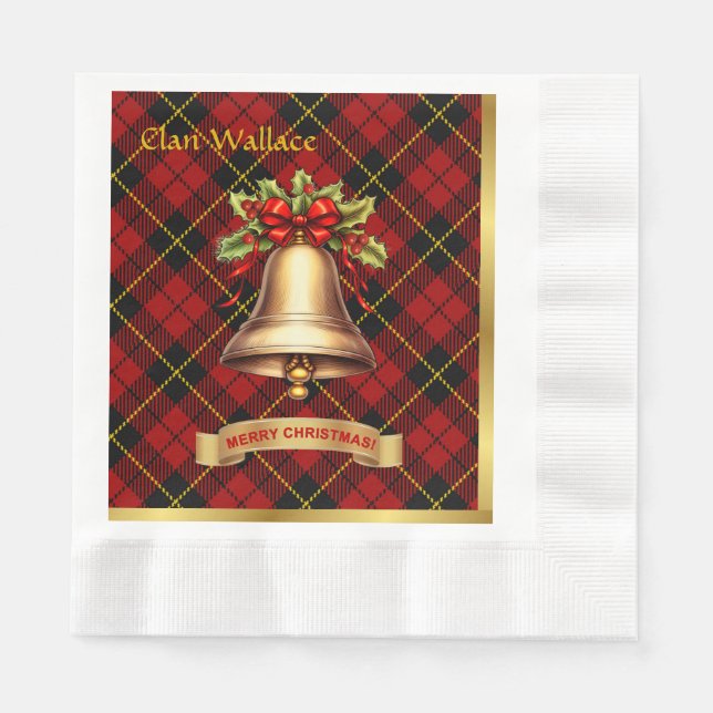 Guardanapo De Papel Wallace Personalizado Tartan Natal (Frente)