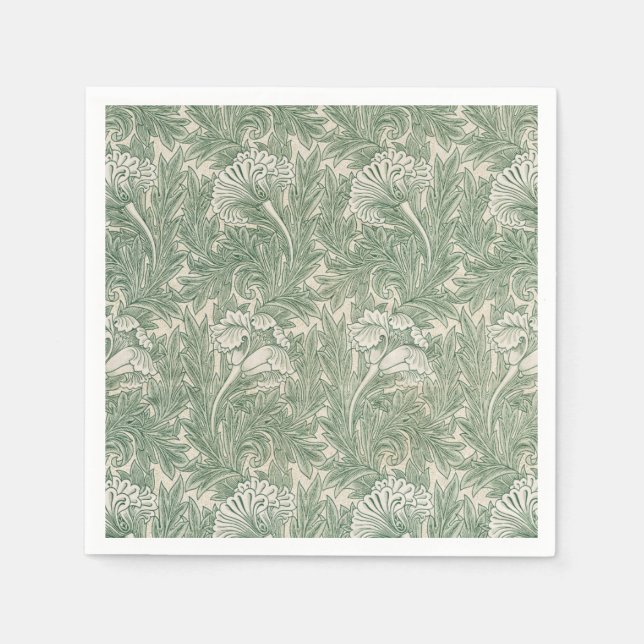 Guardanapo De Papel Wallpaper tulip William Morris verde têxtil (Frente)