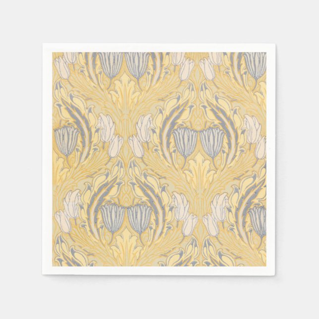 Guardanapo De Papel Walter Crane Blue Tulipes & Acanthus (Frente)