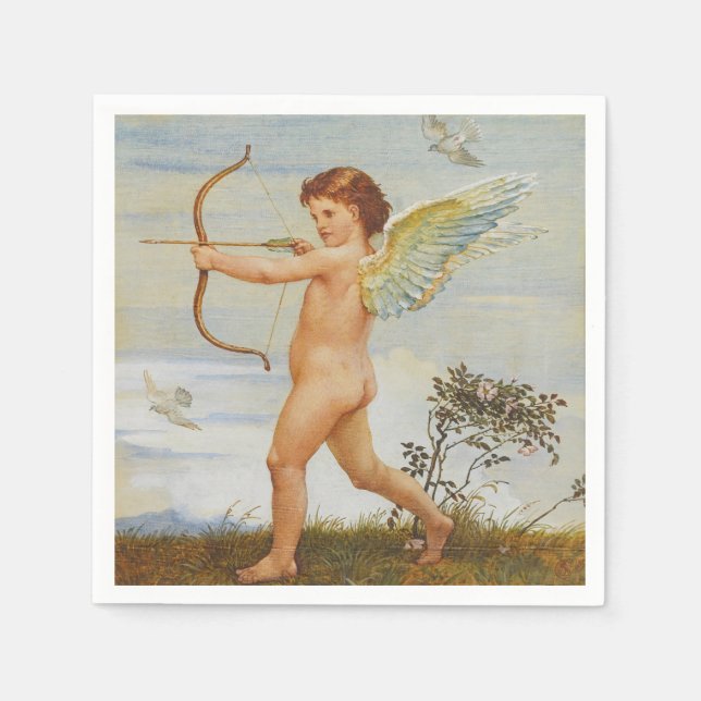 Guardanapo De Papel Walter Crane Cupido Antigo com Arco Arte (Frente)