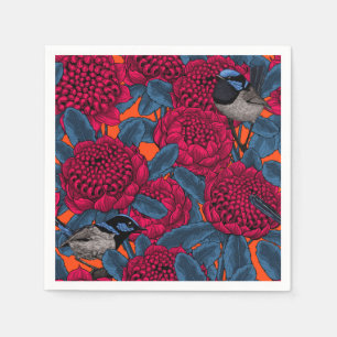 Guardanapo De Papel Waratah Vermelho e forras-de-fada