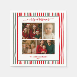 Guardanapo De Papel Warm Stripes family Photo merry Christmas