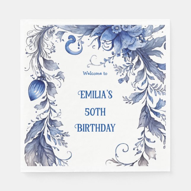 Guardanapo De Papel Watercolor 50º Aniversário | Verão (Frente)