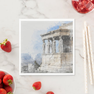 Guardanapo De Papel Watercolor Athens Ruins Napkins - Grego Antigo