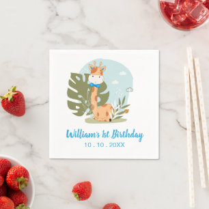 Guardanapo De Papel Watercolor Baby Giraffe, Safari Animal Birday