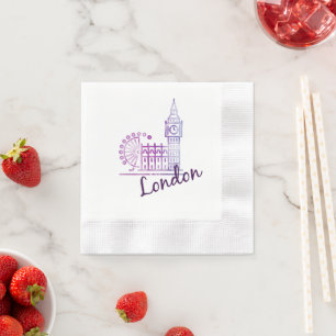 Guardanapo De Papel Watercolor Big Ben London Scenic Napkins - Elegant