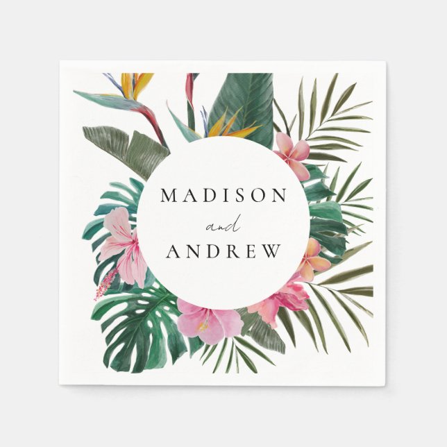 Guardanapo De Papel Watercolor Bird of Paradise Wreath Weds (Frente)