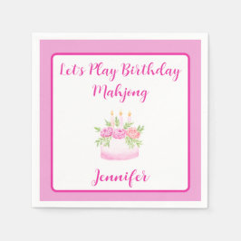 Guardanapo De Papel Watercolor Birthday Cake Mahjong PERSONALIZE