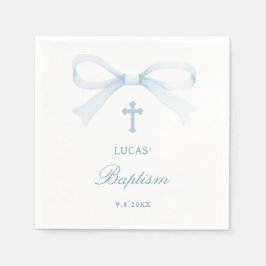 Guardanapo De Papel Watercolor Blue Bow Baptism