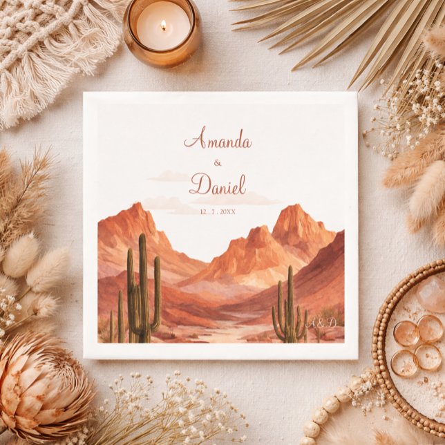 Guardanapo De Papel Watercolor Boho Desert Mountain Southwest Wedding  (Criador carregado)