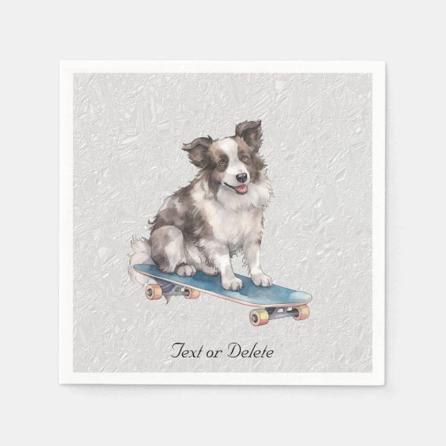 Guardanapo De Papel Watercolor Border Collie Napkins (Frente)