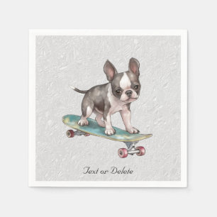 Guardanapo De Papel Watercolor Boston Terrier Napkins